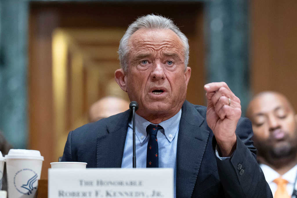 Health and Human Services Secretary Robert F. Kennedy Jr. testifies before a Senate Committee on Finance hearing on Capitol Hill, Wednesday, April 22, 2026, in Washington. (AP Photo/Jose Luis Magana)