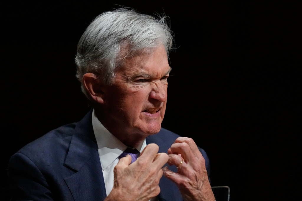 Federal Reserve Chair Jerome Powell addresses students at Harvard University, Monday, March 30, 2026, in Cambridge, Mass. (AP Photo/Charles Krupa)