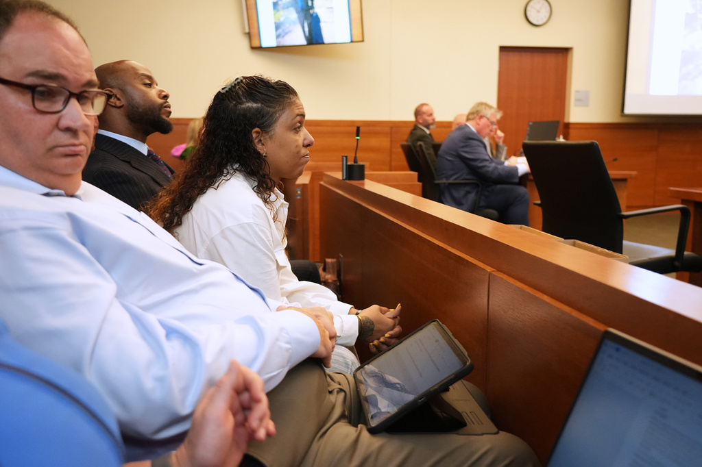 Tamala Payne, the mother of Casey Goodson Jr., sits inside the courtroom at Franklin County Common Pleas Court during closing arguments in the retrial of former sheriff's deputy Jason Meadeon, Wednesday, May 6, 2026, in Columbus, Ohio. (Doral Chenoweth/The Columbus Dispatch via AP, Pool)