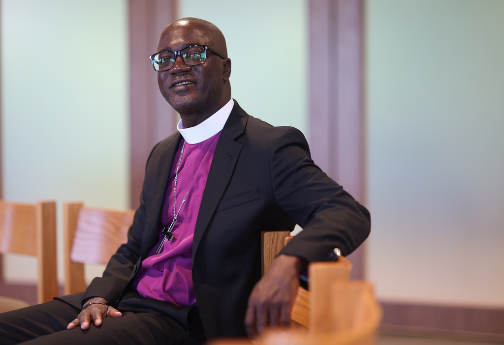 Bishop Yehiel Curry, who was recently elected as the first Black presiding bishop of the Evangelical Lutheran Church in America (ELCA), poses for a photo, Friday, Sept. 26, 2025, in Chicago. (AP Photo/Talia Sprague)