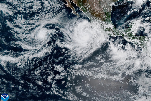 In this satellite image released by NOAA, Tropical Storm Priscilla forms in the easter Pacific off Mexico, Oct. 5, 2025. (NOAA via AP) In this satellite image released by NOAA, Tropical Storm Priscilla forms in the easter Pacific off Mexico, Oct. 5, 2025. (NOAA via AP)