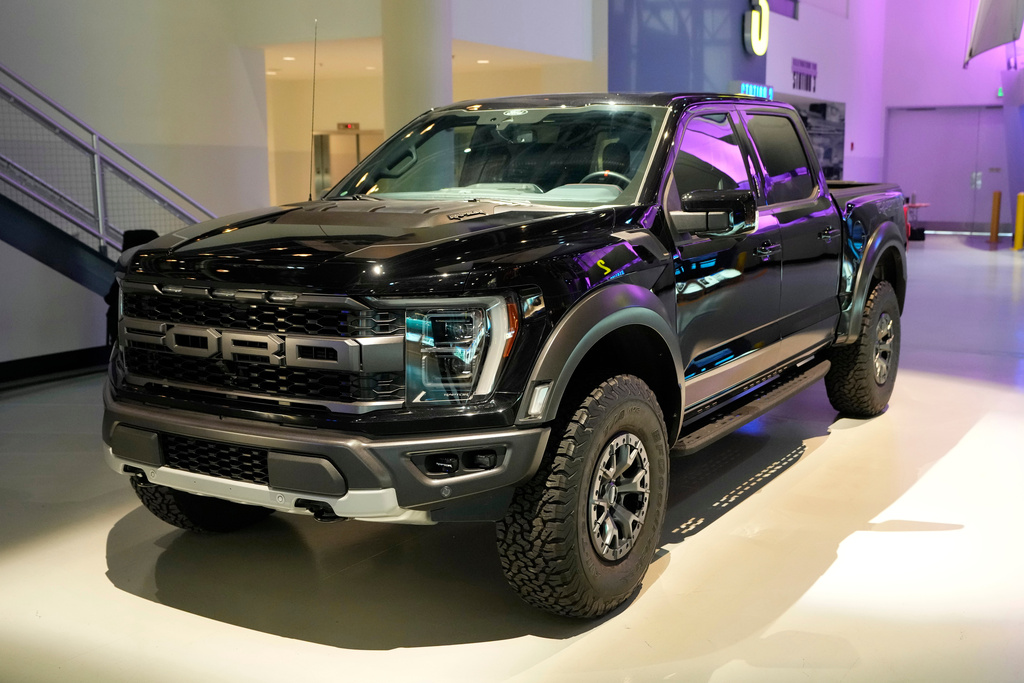 FILE - A Ford F-150 truck is displayed at the Dearborn Truck Plant, April 11, 2024, in Dearborn, Mich. (AP Photo/Carlos Osorio, File)