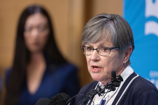 FILE - Kansas Gov. Laura Kelly speaks during a news conference in Wichita, Kan., Jan. 30, 2025. (AP Photo/Travis Heying, File) FILE - Kansas Gov. Laura Kelly speaks during a news conference in Wichita, Kan., Jan. 30, 2025. (AP Photo/Travis Heying, File)