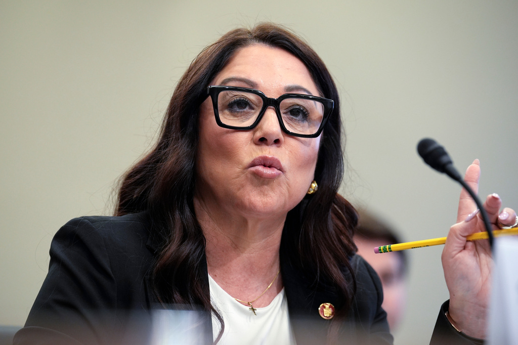 FILE - Secretary of Labor Lori Chavez-DeRemer testifies before the House Committee on Appropriations subcommittee budget hearing on Capitol Hill, May 15, 2025, in Washington. (AP Photo/Yuri Gripas, File)