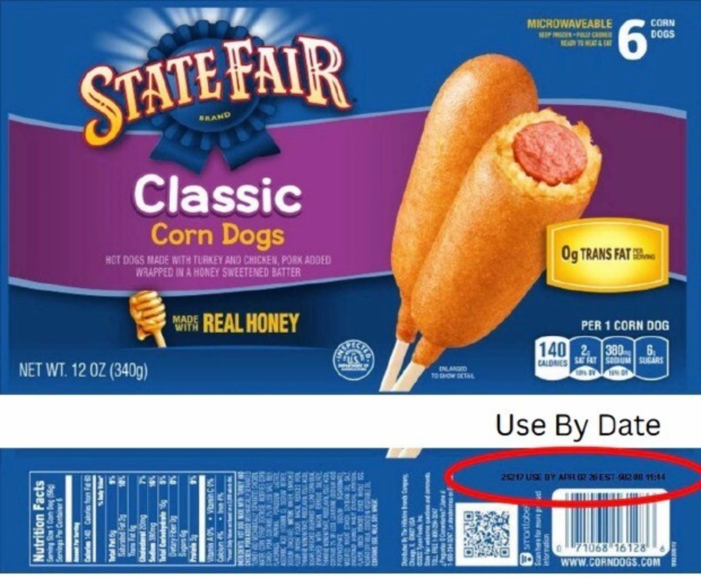 This undated image released by the U.S. Agriculture Department's Food Safety and Inspection Service shows "State Fair Corn Dogs". (U.S. Agriculture Department's Food Safety and Inspection Service via AP)