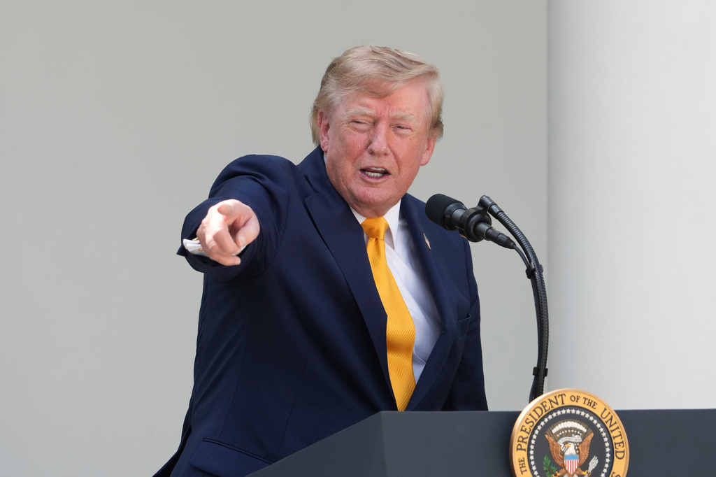 President Donald Trump speaks during a back to school event in the Rose Garden of the White House, Monday, Aug. 24, 2026, in Washington. (AP Photo/Alex Brandon)