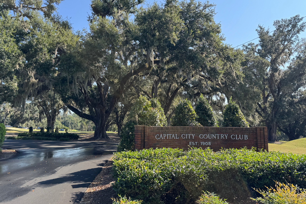 FILE - A sign for the Capital City Country Club is seen, Oct. 22, 2025 in Tallahassee, Fla. (AP Photo/Kate Payne, File)