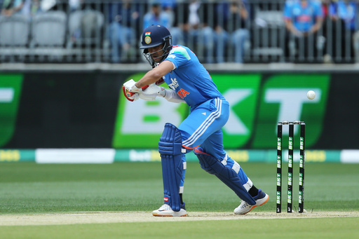 India's Shubman Gill bats during the one day international cricket match between Australia and India in Perth Australia, Sunday, Oct. 19, 2025. (David Woodley/AAPImage via AP) India's Shubman Gill bats during the one day international cricket match between Australia and India in Perth Australia, Sunday, Oct. 19, 2025. (David Woodley/AAPImage via AP)
