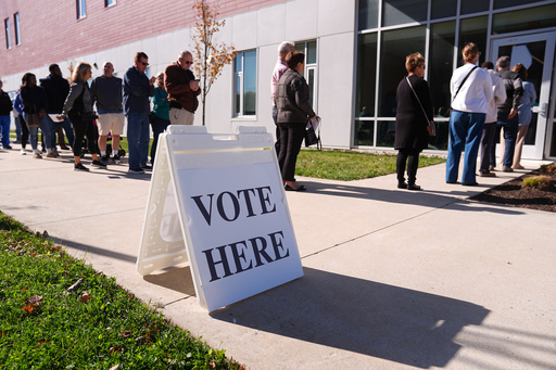 FILE - Voters wait in line to cast there ballot at a polling place at Rowan College in Mt Laurel, N.J., Oct. 27, 2025. (AP Photo/Matt Rourke, File) FILE - Voters wait in line to cast there ballot at a polling place at Rowan College in Mt Laurel, N.J., Oct. 27, 2025. (AP Photo/Matt Rourke, File)