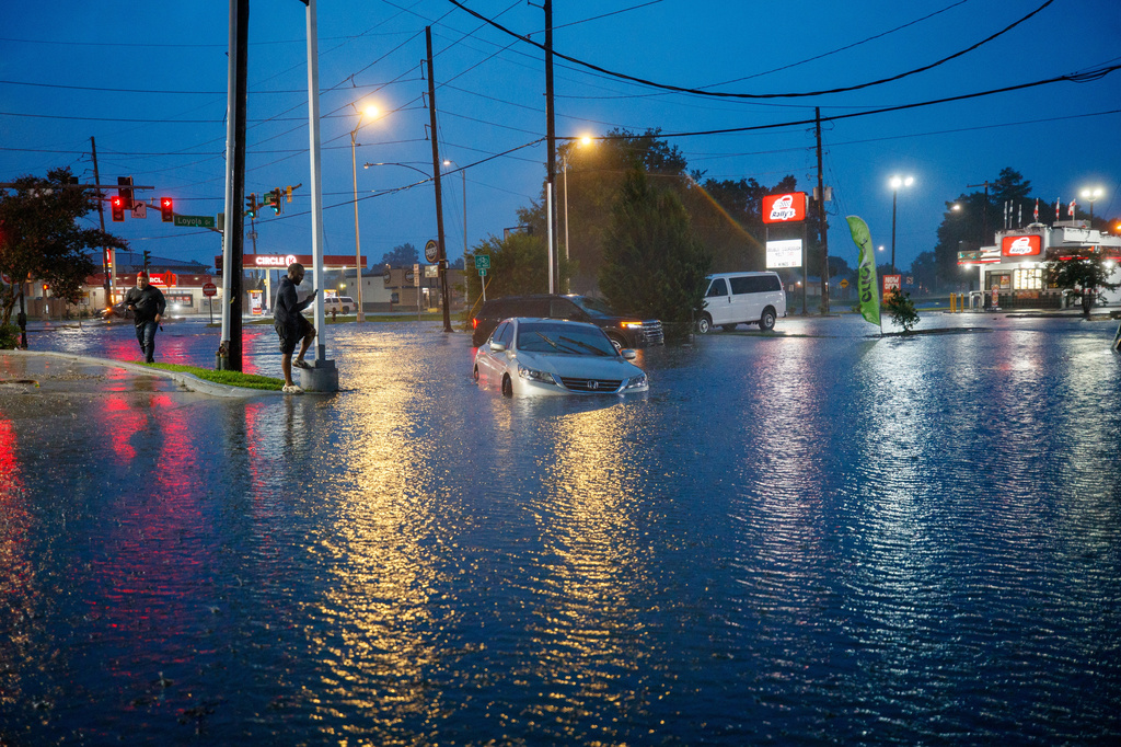 Williams and 31St. in Kenner is flooded during Tropical Storm Arthur in New Orleans, Thursday, June 18, 2026. (David Grunfeld/The Times-Picayune/The New Orleans Advocate via AP)