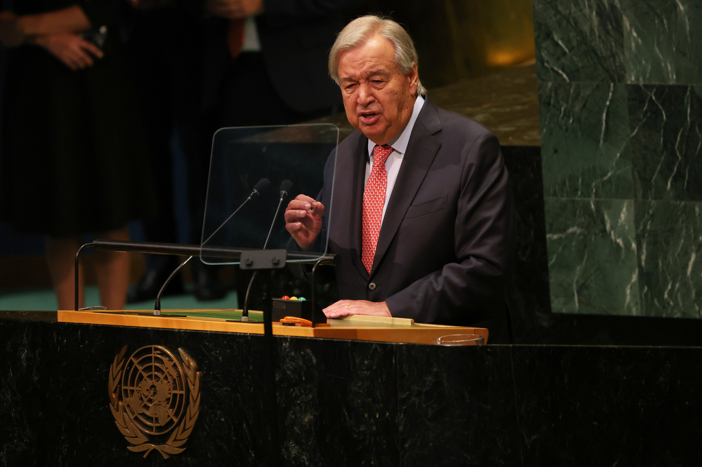 United Nations Secretary-General Antonio Guterres during the 81st session of the United Nations General Assembly at United Nations headquarters, Tuesday, Sept. 22, 2026. (AP Photo/Heather Khalifa)