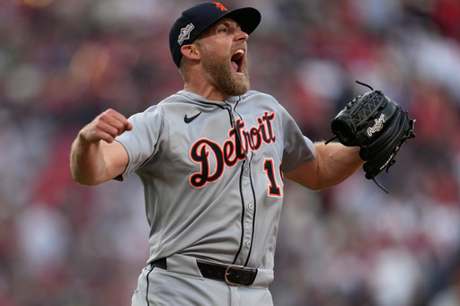Detroit Tigers relief pitcher Will Vest (19) celebrates after forcing the final out of Game 3 of the American League Wild Card baseball playoff series against the Cleveland Guardians in Cleveland, Thursday, Oct. 2, 2025. (AP Photo/Sue Ogrocki) Detroit Tigers relief pitcher Will Vest (19) celebrates after forcing the final out of Game 3 of the American League Wild Card baseball playoff series against the Cleveland Guardians in Cleveland, Thursday, Oct. 2, 2025. (AP Photo/Sue Ogrocki)