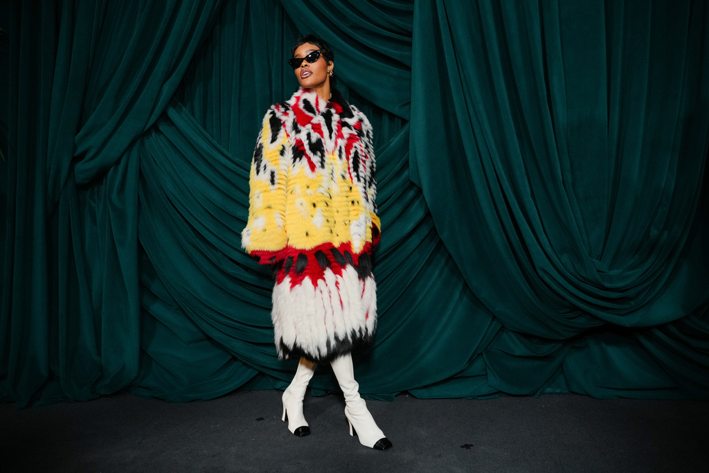 Teyana Taylor arrives at Chanel's 17th Annual Pre-Oscar Awards Dinner on Saturday, March 14, 2026, at The Beverly Hills Hotel in Beverly Hills, Calif. (Photo by Jordan Strauss/Invision/AP)