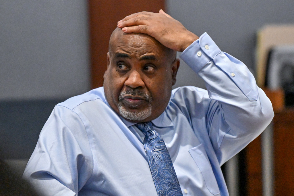 Duane Davis looks on during the first day of jury selection in his murder trial related to the 1996 killing of rapper Tupac Shakur at Clark County District Court Regional Justice Center on Monday, Aug. 10, 2026, in Las Vegas. (David Becker/Pool Photo via AP)