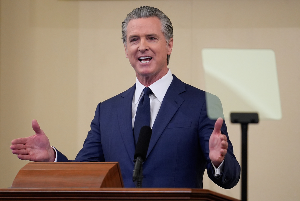 California Gov. Gavin Newsom speaks during his State of the State address Thursday, Jan. 8, 2026, in Sacramento, Calif. (AP Photo/Godofredo A. Vásquez)