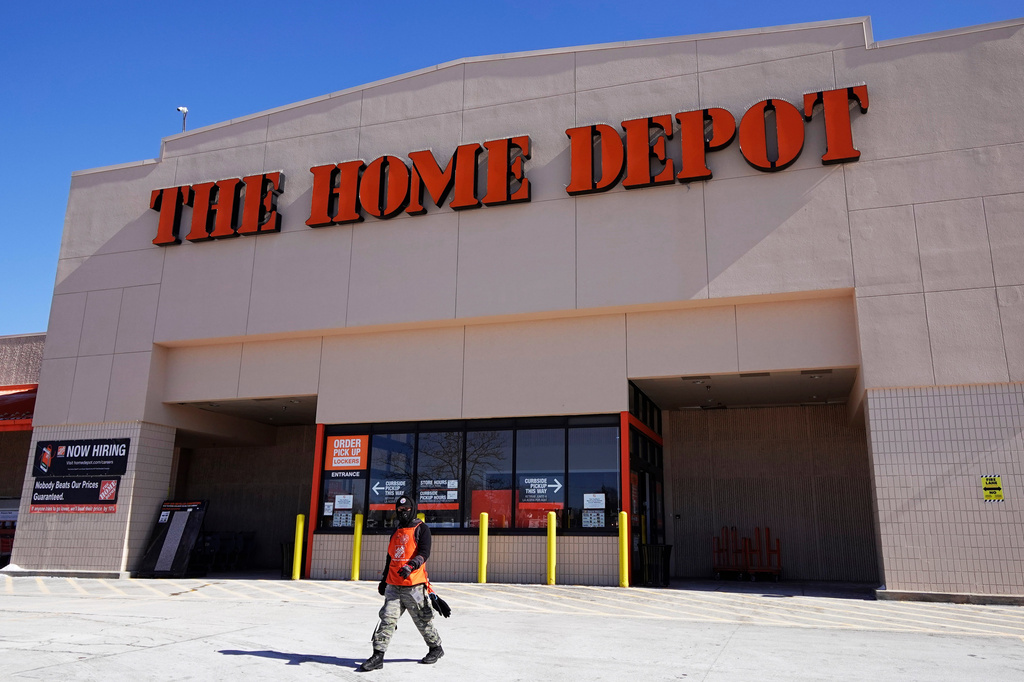 FILE - A view of the exterior of the Home Depot improvement store, in Niles, Ill., on Feb. 19, 2022. (AP Photo/Nam Y. Huh, File)