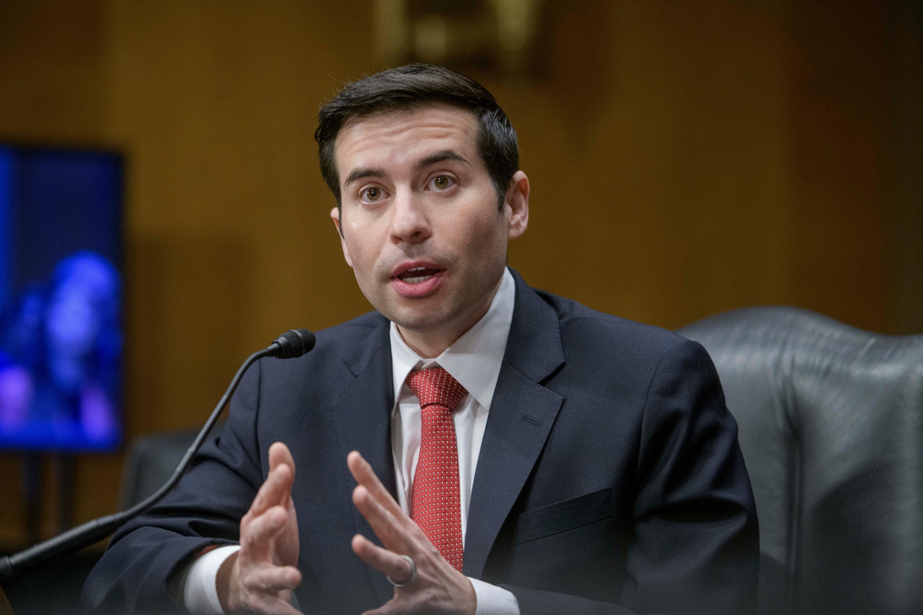 FILE - Keith Sonderling, President Donald Trump's nominee to be Deputy Secretary of Labor, appears before a Senate Committee on Health, Education, Labor, and Pensions hearing for his pending confirmation on Capitol Hill, Feb. 27, 2025, in Washington. (AP Photo/Rod Lamkey Jr., File)