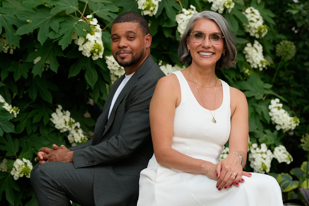Carmen Rojas, CEO of the Marguerite Casey Foundation, and Daniel Gould, vice president of investments at the foundation, pose for a picture in New York, Thursday, June 4, 2026. (AP Photo/Seth Wenig)