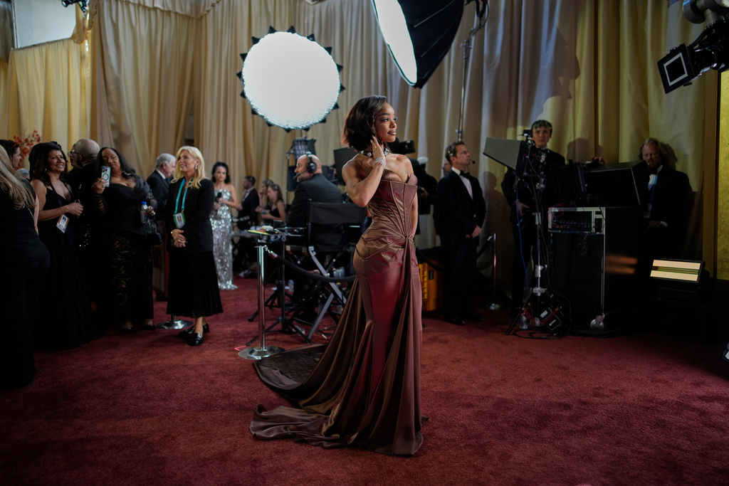 Marsai Martin arrives at the Oscars on Sunday, March 15, 2026, at the Dolby Theatre in Los Angeles. (AP Photo/John Locher)