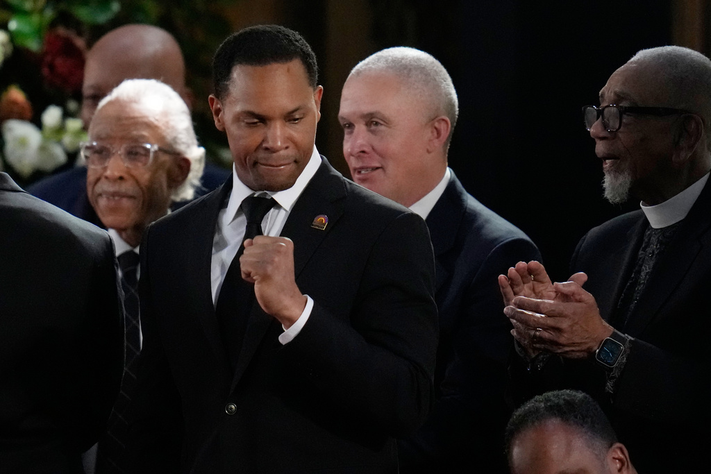 Yusef Jackson attends the Homegoing Celebration of Life for the Rev. Jesse Jackson, Saturday, March 7, 2026, at Rainbow PUSH Coalition headquarters in Chicago. (AP Photo/Erin Hooley)