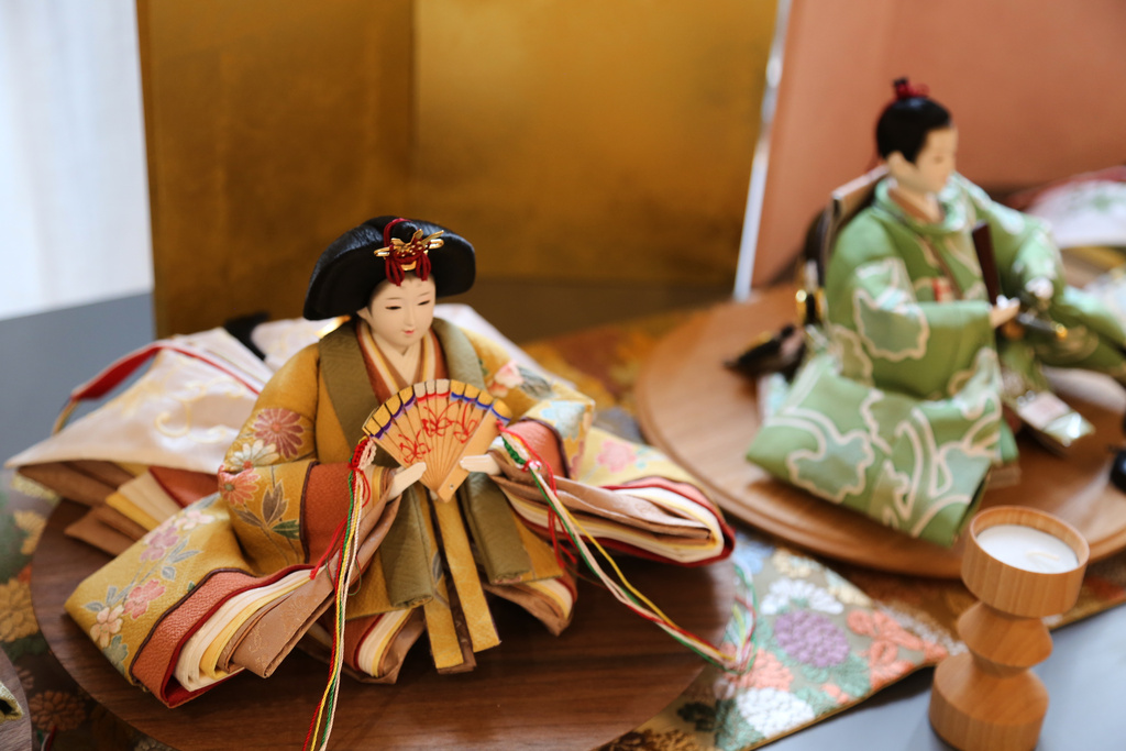 Dolls dressed in miniature kimonos made by designer Tomoko Ohkata from recycled kimonos are pictured in Tokyo, on Jan. 15, 2026. (AP Photo/Yuri Kageyama)