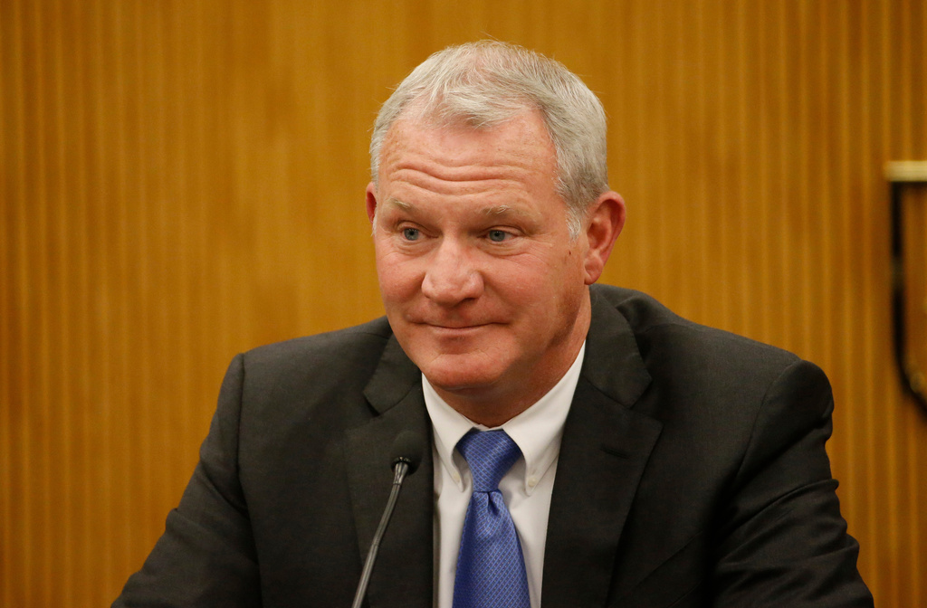 FILE - Philadelphia Judge Kevin Dougherty, a Democratic candidate for Pennsylvania Supreme Court, speaks during a debate in Harrisburg, Pa., Oct. 14, 2015. (AP Photo/Matt Slocum, File)