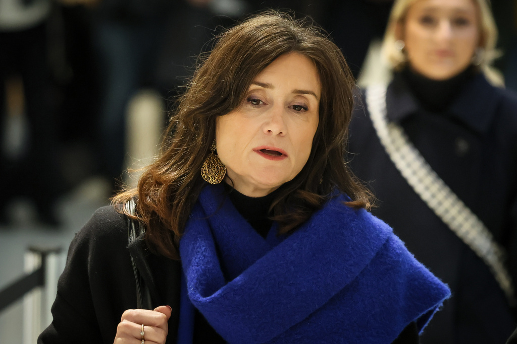 Member of Parliament Sandrine Josso arrives at the courtroom, in Paris, Monday, Jan. 26, 2026. (AP Photo/Thomas Padilla)