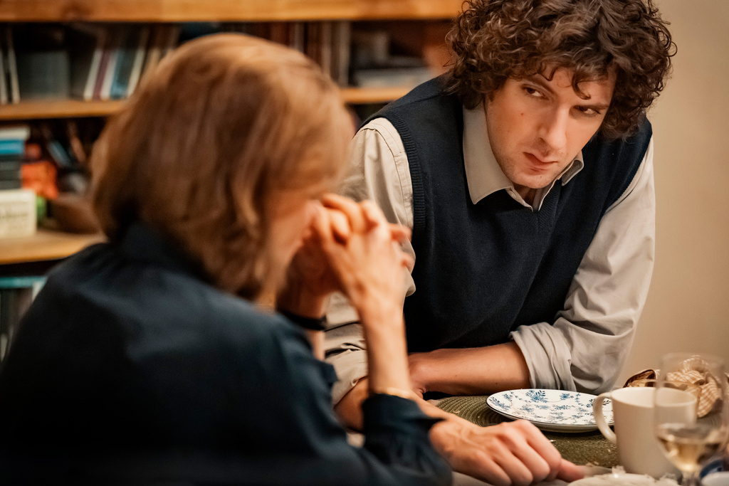 This image released by Sony Pictures Classics shows Jodie Foster, left, and Vincent Lacoste in a scene from "A Private Life." (Jérôme Prébois/Sony Pictures Classics via AP)