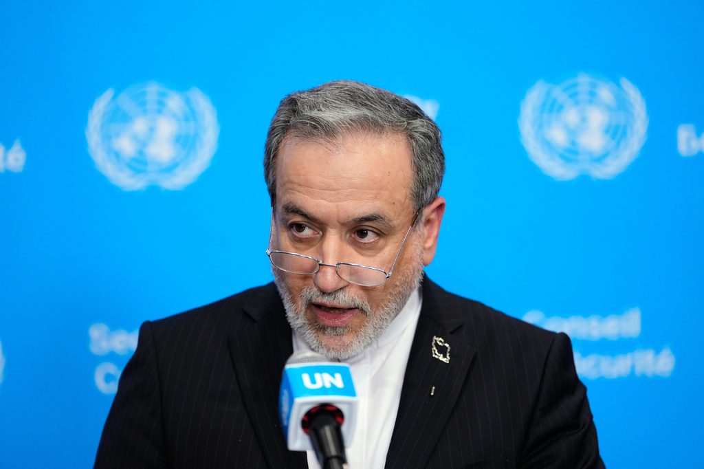 Iran's Foreign Minister Abbas Araghchi speaks to the media during the 81st session of the United Nations General Assembly at United Nations headquarters, Friday, Sept. 25, 2026. (AP Photo/Yuki Iwamura)