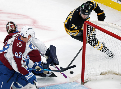 Boston Bruins forward Viktor Arvidsson scores a first period goal, beating Colorado Avalanche goalie Scott Wedgewoo during an NHL hockey game, Saturday, Oct. 25, 2025, in Boston. (AP Photo/Jim Davis) Boston Bruins forward Viktor Arvidsson scores a first period goal, beating Colorado Avalanche goalie Scott Wedgewoo during an NHL hockey game, Saturday, Oct. 25, 2025, in Boston. (AP Photo/Jim Davis)