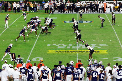 The YellaWood logo on Pat Dye Field as Auburn plays Missouri during the second half of an NCAA college football game, Saturday, Oct. 18, 2025, in Auburn, Ala. (AP Photo/Butch Dill) The YellaWood logo on Pat Dye Field as Auburn plays Missouri during the second half of an NCAA college football game, Saturday, Oct. 18, 2025, in Auburn, Ala. (AP Photo/Butch Dill)