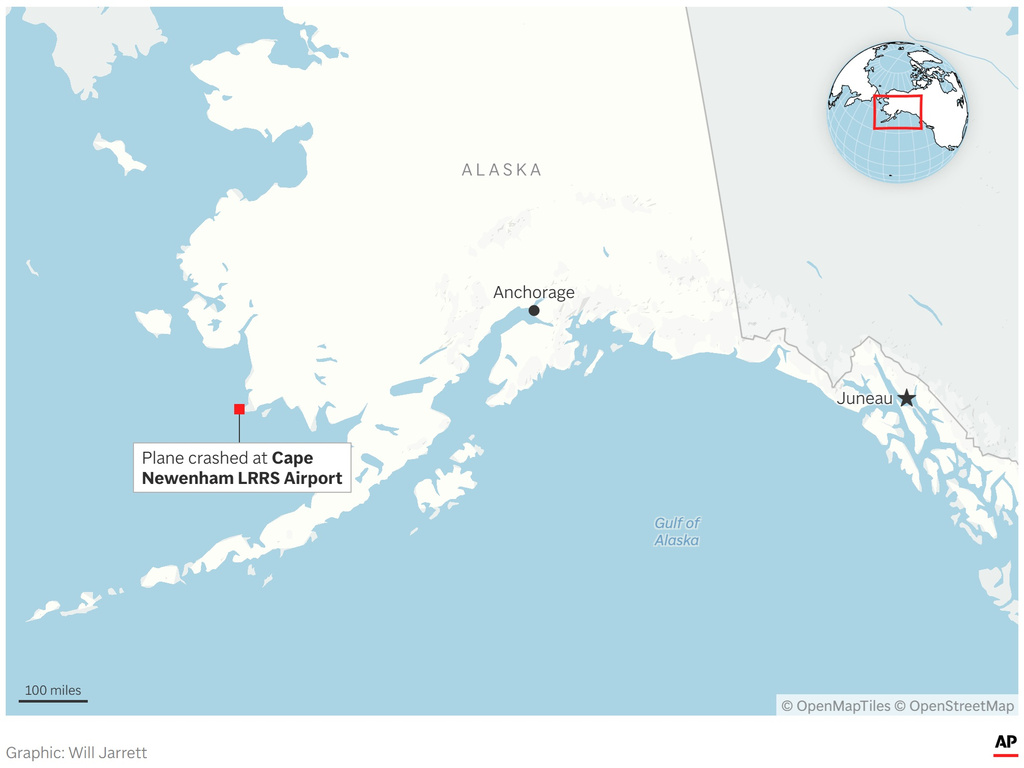 Shows the location of a plane crash in Alaska. (AP Digital Embed)