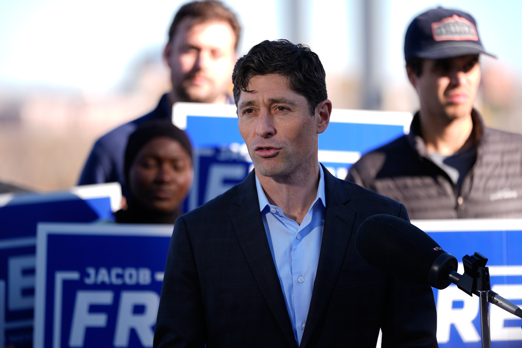 Minneapolis Mayor Jacob Frey talks during a news conference after his reelection Wednesday, Nov. 5, 2025, in Minneapolis. (AP Photo/Abbie Parr)