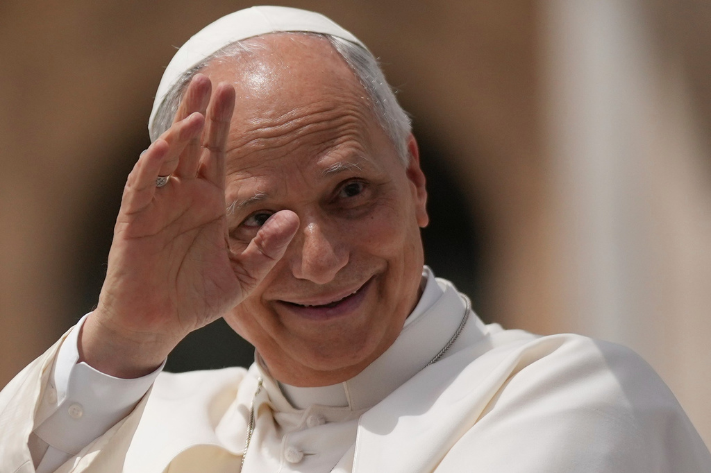 Pope Leo XIV waves as he leaves after his weekly general audience in St. Peter's Square at The Vatican, Wednesday, June 3, 2026. (AP Photo/Andrew Medichini)
