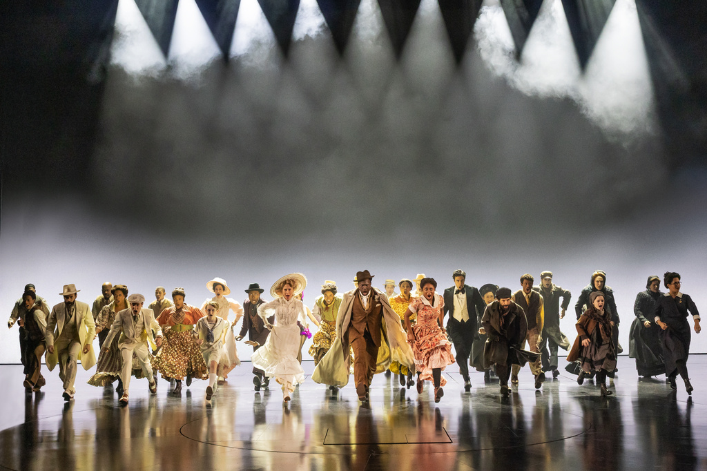 The cast appears during a performance of "Ragtime" in New York on Oct. 8, 2025. (Matthew Murphy via AP)