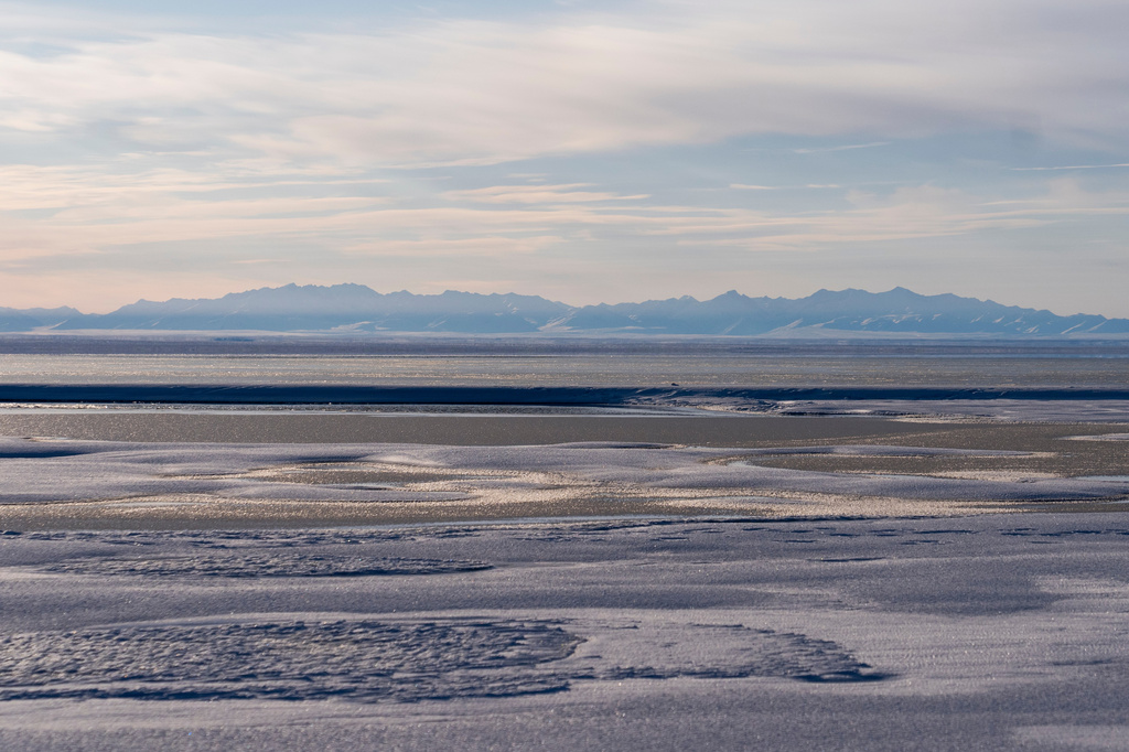 FILE - The Kaktovik Lagoon and the Brooks Range mountains of the Arctic National Wildlife Refuge are visible in the distance, Tuesday, Oct. 15, 2024, in Kaktovik, Alaska. (AP Photo/Lindsey Wasson, File)