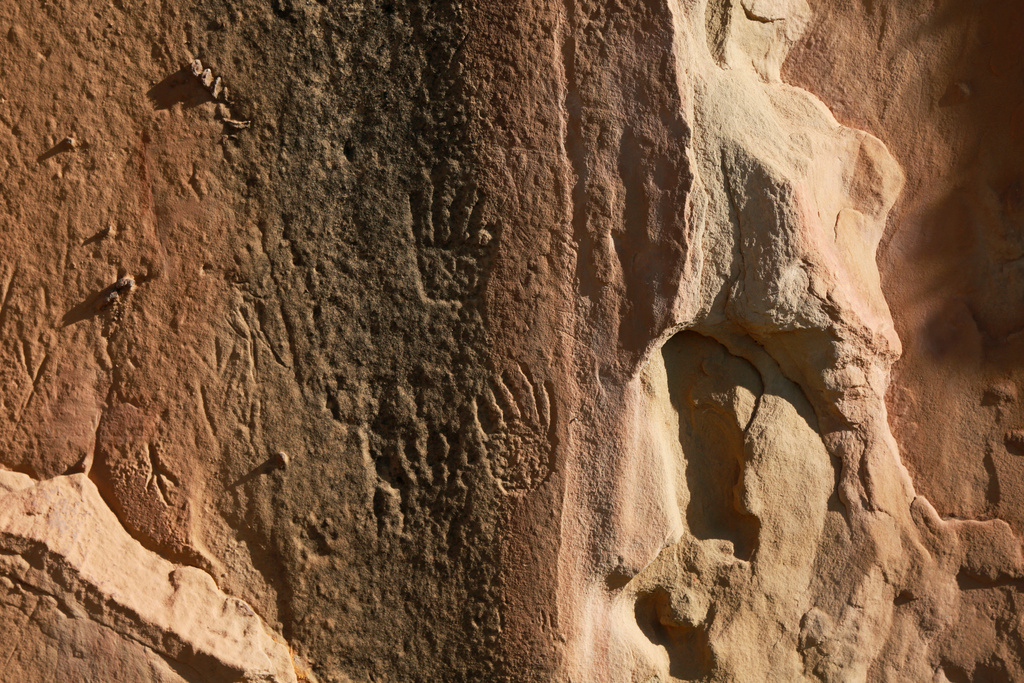 FILE - Carvings outside a pre-Colombian settlement are seen Aug. 27, 2021, at Chaco Culture National Historical Park, in northwestern New Mexico. (AP Photo/Cedar Attanasio, File)