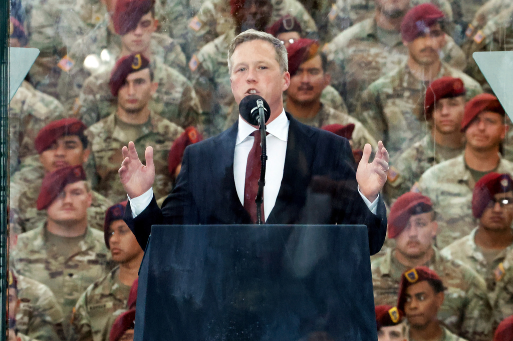 FILE - U.S. Army Secretary Dan Driscoll speaks at the America 250 celebration at Fort Bragg in Fayetteville, N.C., June 10, 2025. (AP Photo/Karl DeBlaker, File)