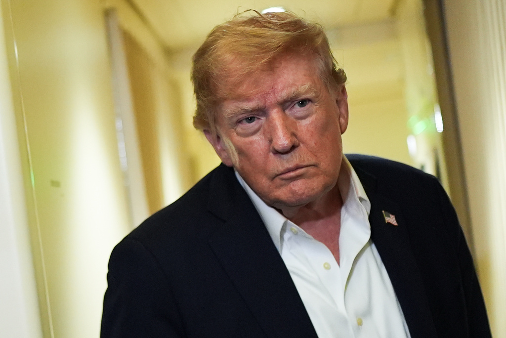 President Donald Trump speaks with reporters while in flight on Air Force One from Shannon, Ireland to Joint Base Andrews, Md., Sunday, Sept. 13, 2026. (AP Photo/Julia Demaree Nikhinson)