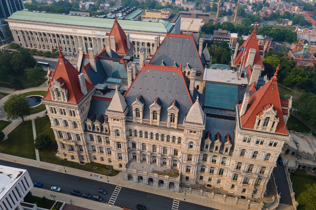 FILE - The New York State Capitol building is seen in Albany, New York, June 30, 2023. (AP Photo/Ted Shaffrey, File)