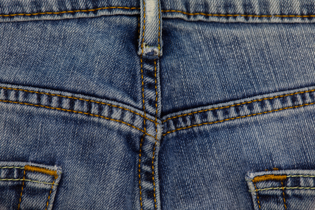 Detail of a pair of worn blue jeans in Phoenix, May 11, 2026. (AP Photo/Dario Lopez-Mills)