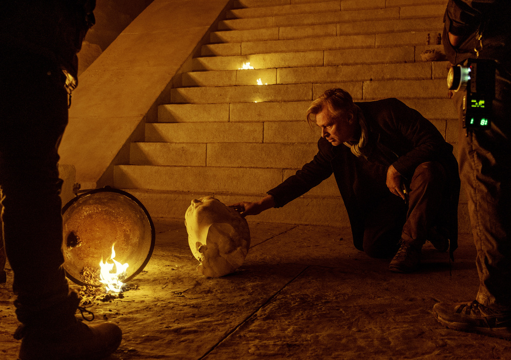 This image released by Universal Pictures shows director Christopher Nolan on set of "The Odyssey." (Melinda Sue Gordon/Universal Pictures via AP)