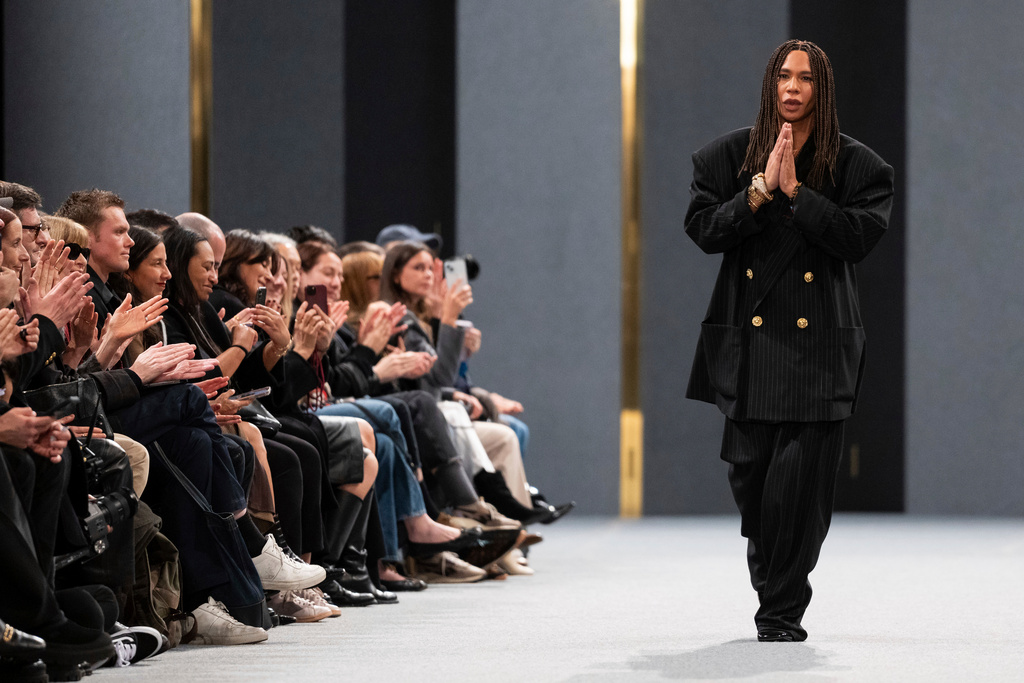 FILE - Designer Olivier Rousteing appears after the Balmain Fall/Winter 2025-2026 Womenswear collection is presented in Paris on March 5, 2025. (Photo by Scott A Garfitt/Invision/AP, File)