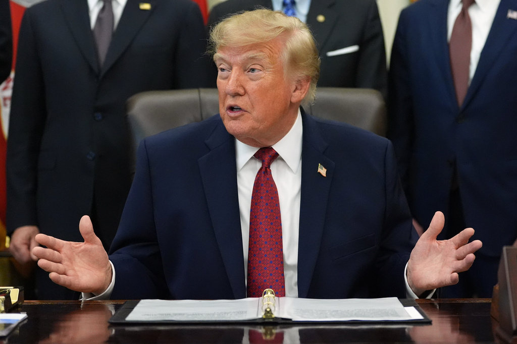 President Donald Trump speaks in the Oval Office of the White House, Wednesday, Sept. 30, 2026, in Washington. (AP Photo/Alex Brandon)