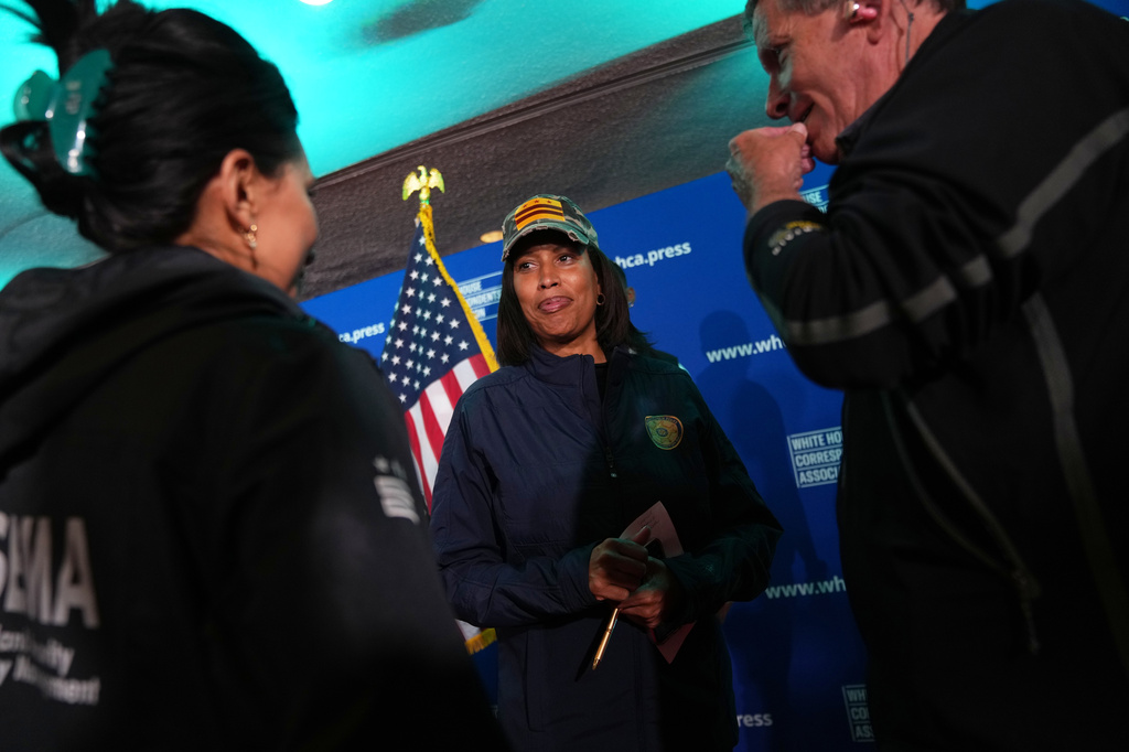 FILE - District of Columbia Mayor Muriel Bowser attends a news conference following a shooting at the White House Correspondents' Association Dinner in Washington, April 25, 2026. (AP Photo/Allison Robbert, File)