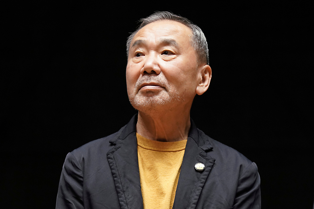 FILE - Japanese novelist Haruki Murakami appears during a press conference at the Waseda University in Tokyo on Sept. 22, 2021. (AP Photo/Eugene Hoshiko, File)