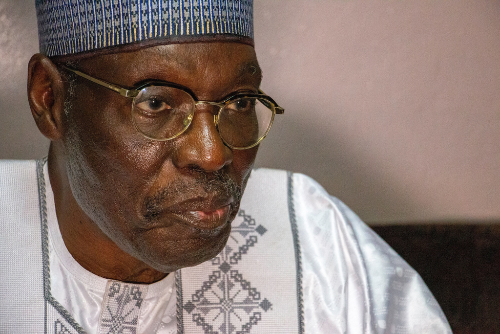 FILE - Presidential opposition candidate Issa Tchiroma, speaks to the press in Maroua, Cameroon, Thursday, Oct. 9, 2025. (AP Photo/Welba Yamo Pascal, File)