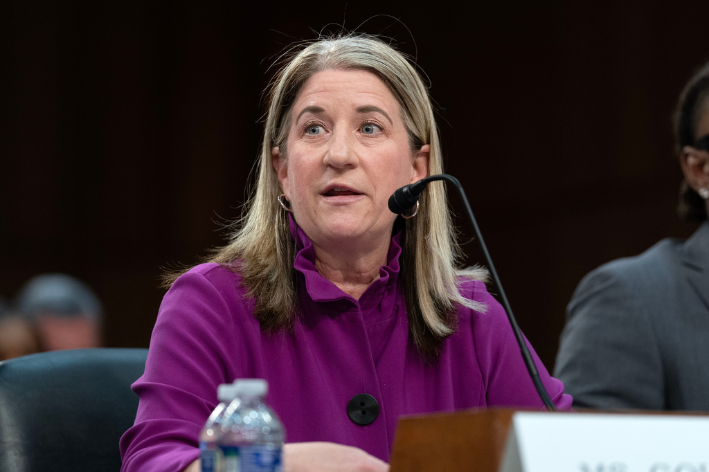Pac-12 Commissioner Teresa Gould testifies before Senate Committee on Commerce, Science, and Transportation hearing to examine college sports, supporting student athletes, and fair competition on Capitol Hill, Wednesday, June 3, 2026, in Washington. (AP Photo/Jose Luis Magana)