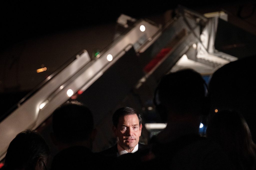 Secretary of State Marco Rubio speaks to reporters before departing Joint Base Andrews, Md., Sunnday, July 19, 2026, en route to Manila, Philippines to attend the 59th ASEAN Foreign Ministers' Meeting. (Brendan Smialowski, Pool via AP) CORRECTION: Corrects day of the week from Monday to Sunday.