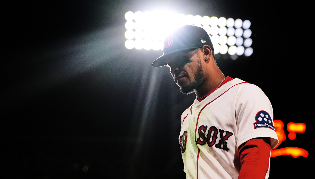 Boston Red Sox's Ceddanne Rafaela heads to the dugout after an apparent injury following the second inning of a baseball game against the Cleveland Guardians, Wednesday, Sept. 23, 2026, in Boston. (AP Photo/Charles Krupa)